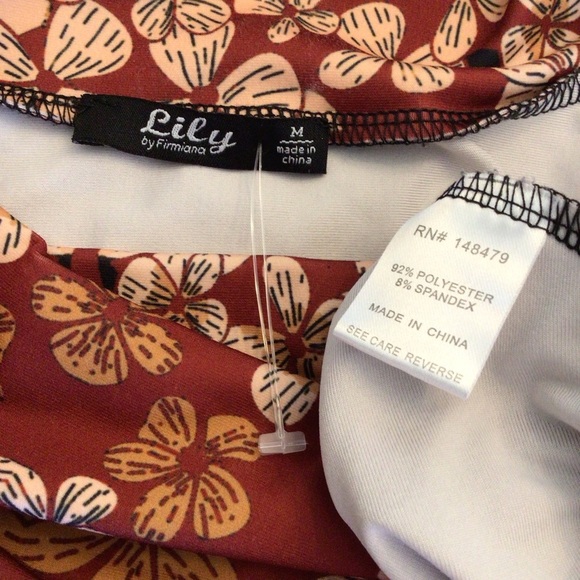 NWOT Lily by Firmiana Womens Rust Orange Floral Cowl Neck Tunic Top Size Medium - Picture 5 of 6